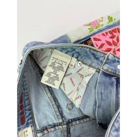 Alice + Olivia Route 66 Denim Patchwork Mini Skirt - Size 26 - Picture 5 of 8